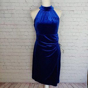 Vince Camuto Royal Blue Velvet Halter Dress 12 NWT